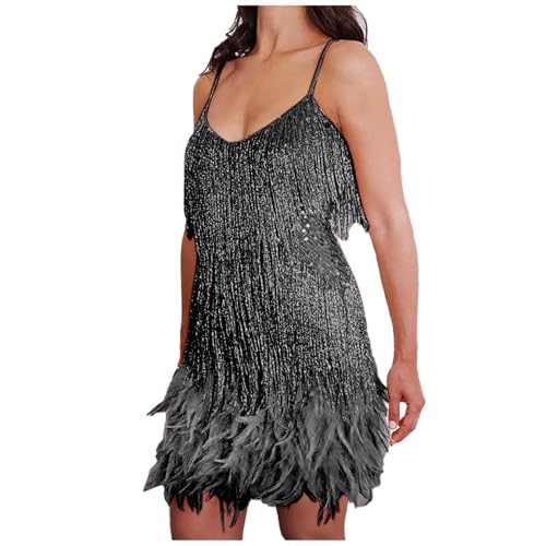 Robe de danse latine paillettes et plumes idéale pour vos soirées disco rétro