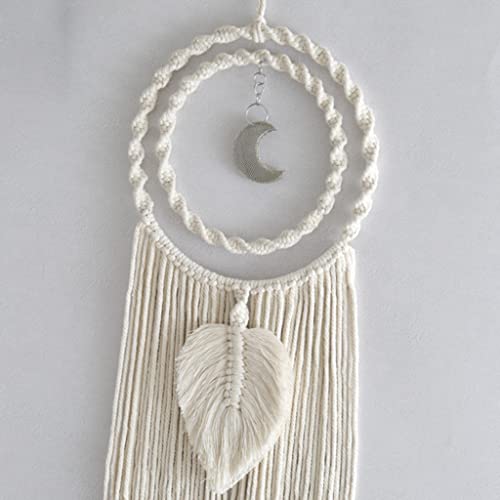 FAKEME Apanhadores de sonhos de algodão tecido à mão, apanhadores de sonho de folha de pena de macra