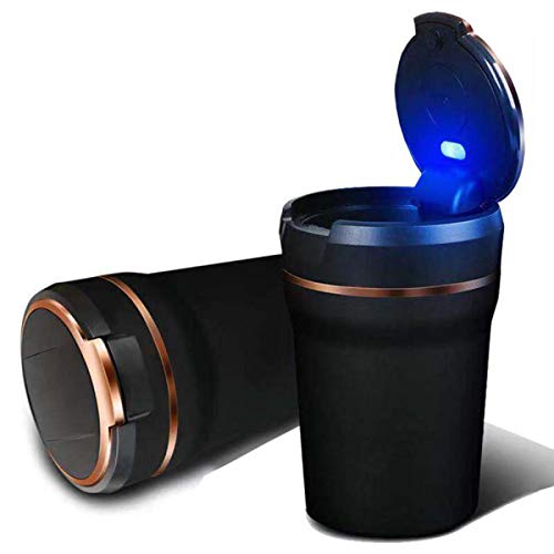 COOL·CAR Car Ashtray, Easy Clean Up Detachable Car Ashtray with Lid Blue Led