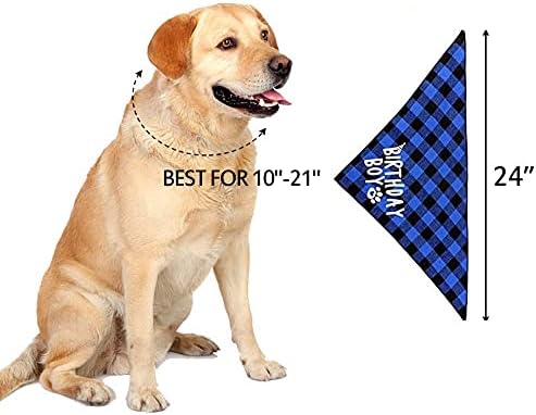 Dog Birthday Boy Bandana,Dog Bandana Christmas Birthday Gift Washable Triangle Scarf Soft Pet Decorations Neckerchief Bow Ties for Small Medium Dog (Blue)