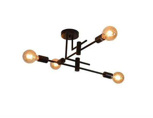 THE BATH PLUS TB+ Ceiling Light Semi Flush Mount E27 4-Light Black Modern Chandelier