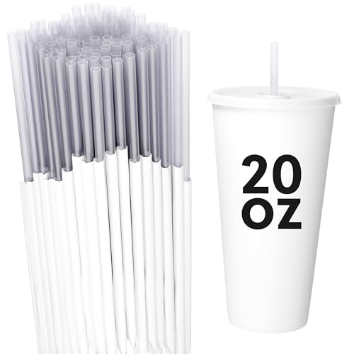 Disposable Plastic Drinking Straws - Individually Paper Wrapped (Clear, 500)