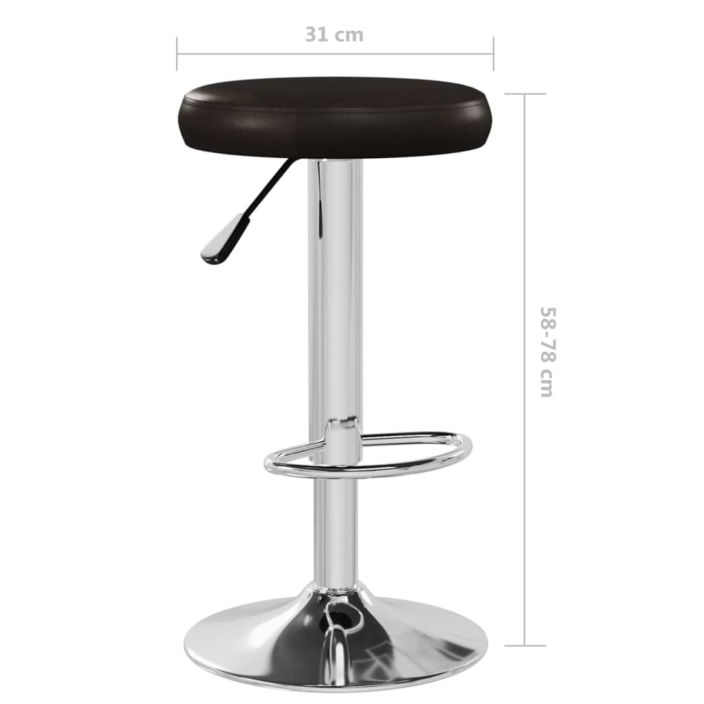 Taboret barowy 2 sztuki, brązowy, sztuczna skóra, z regulacją wysokości, obrotowy z podnóżkiem, do kuchni, lady, lady, gastronomii, salonu