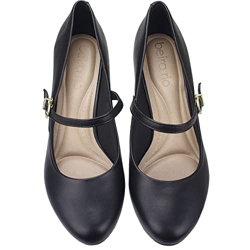 Sapato Beira Rio Boneca Salto Alto Feminino Bico Redondo Conforto Cor:Preto;Tamanho:38;Gênero:Femini