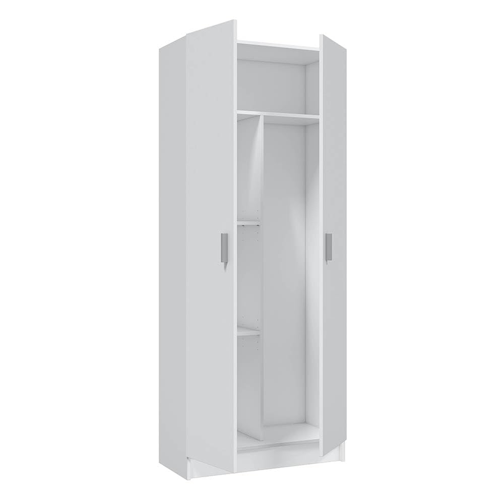 Habitdesign Armoire Multifonction avec 2 Portes et 3 étagères, 180 x 73 x 37 cm (H x l x P) Blanc Mat