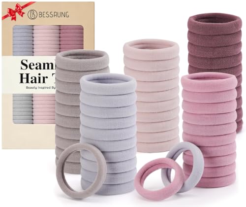 Bessrung 100PCS Begonia Pink Nylon Elastic Hair Ties No Damage for Women