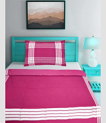 Image of TUNI MANI Pure Cotton Bedsheet with Pillow Cover for Home /Hospitals, Size : 50 inch X 90 inch (Pink)