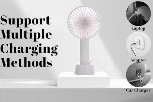 Image of One94Store Compact Mini Fan White, Portable USB Rechargeable Fan High Speed Handheld Table Fan with Stand, Small Personal Cooling Desk Travel Fan for Home Office Outdoor