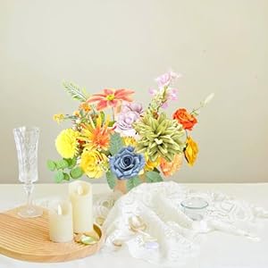 Astryas fake artificial flowers combo faux silk colorful flowers for spring summer diy wedding bridal bouquet centerpieces arrangements party bridal baby shower home decorations multicolor  urban country home decor