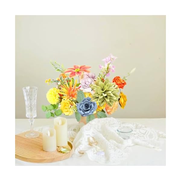 Astryas fake artificial flowers combo faux silk colorful flowers for spring summer diy wedding bridal bouquet centerpieces arrangements party bridal baby shower home decorations multicolor  urban country home decor