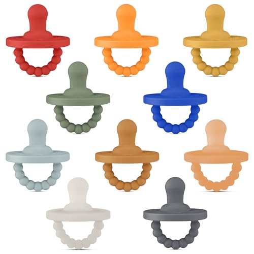 Ryan & Rose Cutie PAT Pacifier Teether 10 Pack Assorted Colors (Canyon (Boy), Flat)