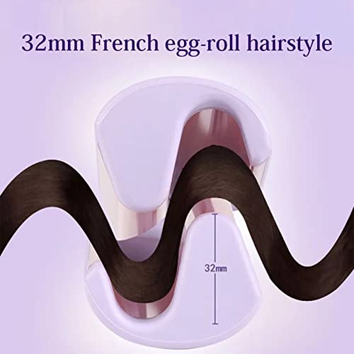 Rommantic French Egg Roll Curling Iron, Egg-Roll Hairstyle Water Ripple V-Shaped, Crimper Hair Iron Hair Waving Curling Wand, Fast Heating & Adjustable Temperature (Purple) #TOP2