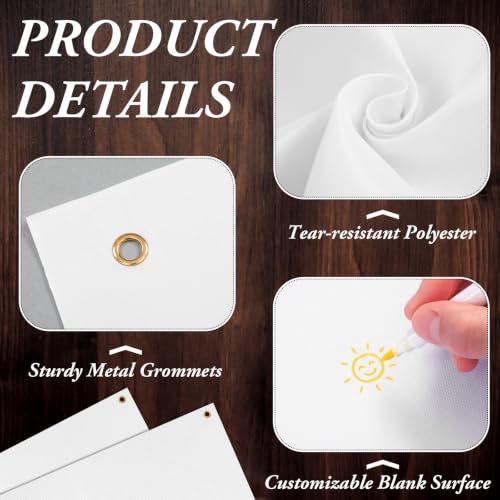 Image of Zonon Large Blank Banners And Signs Polyester Oxford Cloth Sublimation Banner To Decorate With Hanging Rope For Indoor Wall Outdoor Easy to Hang DIY Signs For Business Office(White,6 x 10 Feet)