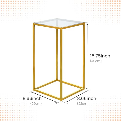 YALLOVE 10 Pcs 15.75" Gold Wedding Flower Stand Metal Vase Column Stand Geometric Centerpiece Vase for Home Party Wedding Decorations, Rectangular Flower Display Rack by YALLOVE - Image 4