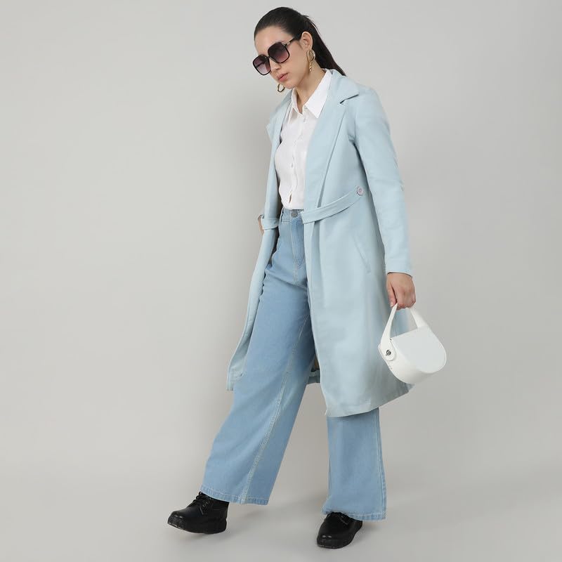 Image of PINACOLADA Women's Belted Long Coat For Casual Wear | Lapel Collar | Long Sleeve | Button Closure | Long Coat Crafted With Comfort Fit For Everyday Wear