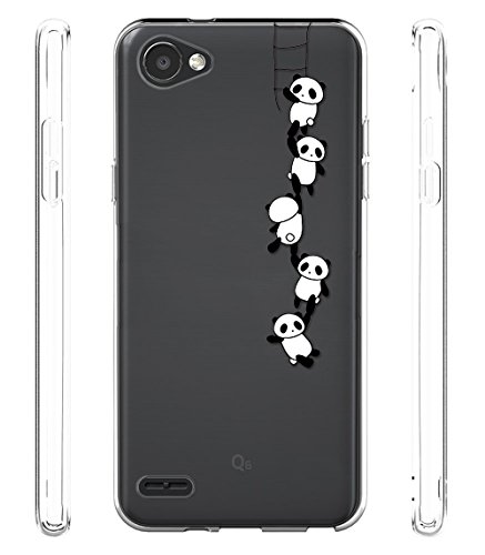 Sunrive Für LG Q6 Hülle Silikon, Transparent Handyhülle Schutzhülle Etui Hülle Backcover für LG Q6(TPU Panda 1)+Gratis Universal Eingabestift