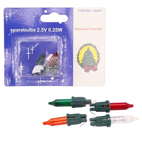 MRS CHRISTMAS 3 Push in Multi Colour Replacement Spare Bulbs 2.5v 0.25w & 1 Fuse Bulb (SB257)