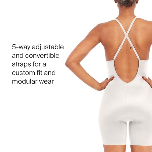 Image of SPANX SPANXshape Suit Your Fancy Plunge Low-Back Mid-Thigh Bodysuit - Comfortable One Piece - Medium Compression - Seamless