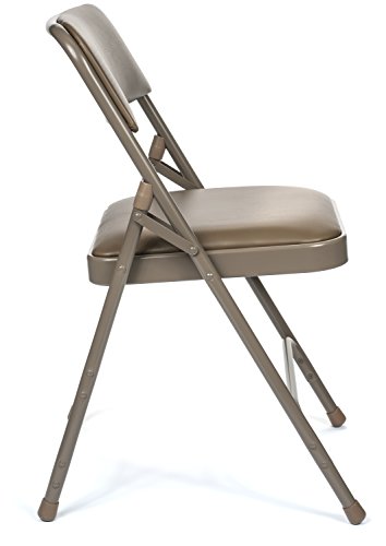 XL Series Vinyl Folding Card Table and Chair Set (5pc) - Comfortable Padded Upholstery for Easy Cleaning - Fold Away Design, Easy Storage - Premium Quality, Wheelchair Accessible (Beige)