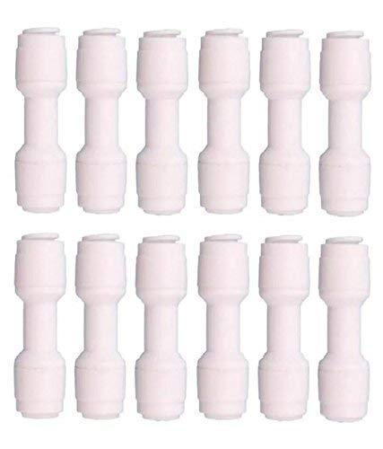 RO Purify RO Pipe Straight Connector 1/4 inch for RO Service Kit (Aqua) - Pack of 12, White
