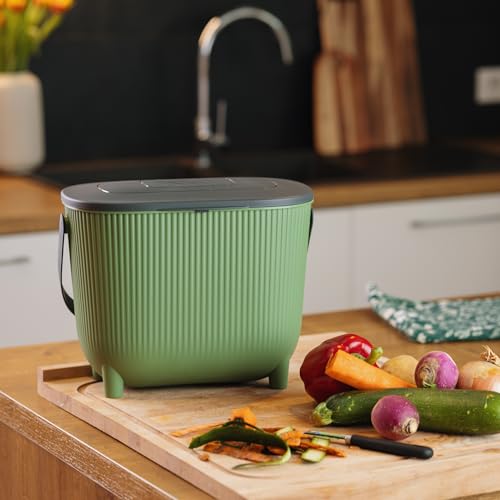 EDA - Komposteimer 10 l mit Kohlefilter – XXL-Öffnung – Geruchsfilter – modernes Design – Schwarz