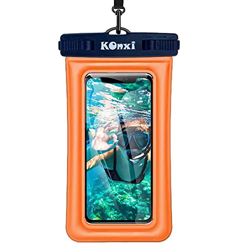 Pochette Étanche Smartphone IPX8, Pochette Étanche Flottante Smartphone Sac de Téléphone Portable Etanche Flottant pour la Piscine pour Téléphone iPhone 12 Pro Max,XR, X Galaxy S21/S20 (Orange) Cover
