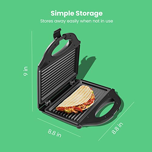 Chefman Portable Compact Grill, Dual Use Panini Press, Sandwich Maker, Electric Grill Griddle, Nonstick, Electric Indoor Grill, Countertop Panini Maker With Cord Storage, Locking Lid, Indicator Lights #TOP6