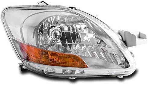 Replacement Chrome Headlight Headlamp Lamp Passenger Side Compatible with 2007-2012 Toyota Yaris Sedan 4DR