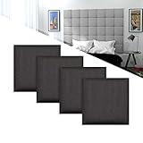 4 Pack of 12x12 Padded Upholstered Wall Panel Tiles for Headboard Arrangement or Accent Decor -...