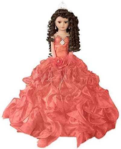 Paraguas de quinceañera de porcelana de 20 pulgadas con membrillo de quinceañera, pieza central de mesa de Muneca  KB20727H  (flamenco)