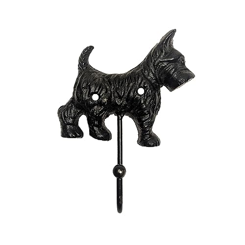 Cast Iron Scottie Dog Hook Wall Mount Hat Coat Hanger Pet Leash Holder Key Ring Storage