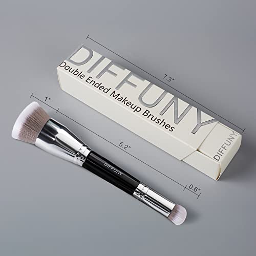 Diffuny Large Makeup Brushes Double Ended Foundation Brush & Concealer Brush, Flat Top Kabuki Foundation Brush For Liquid, Cream, Blending, Buffing, Concealer, Dual Sided Make Up Brushes #TOP4