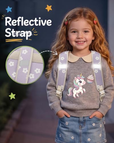 Image of Corduroy Toddler Backpack for Preschool Boys Girls Ages 2-4 | 12 Inch Water-Resistant Small Kids Backpack for School & Travel, Lightweight Daycare Bookbag(Medium,Purple Floral)