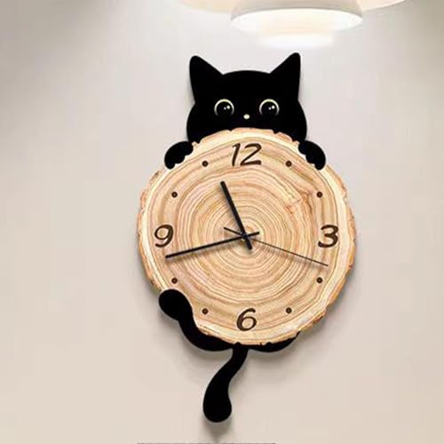 Horloge murale chat silencieuse et légère pour décoration intérieure - 8