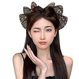 FASELE ボリューム シュシュ 上品 ヘアクリップ バレッタ フランス式 スパンコール メッシュ 綺麗め 大きめ ヘア蝶結び 髪飾り 髪留め ヘアアクセサリー 結婚式 お呼ばれ パーティー 誕生日 クリスマス