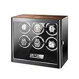 Caja de Reloj Caja enrolladora de Reloj automática para 6 Relojes, Pantalla LCD táctil y Control Remoto, 5 Modos de rotación con Almohada de Reloj Ajustable Good