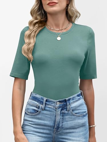 Image of ANRABESS Womens Half Sleeve Tops Crewneck Shirts Basic Fit Work Tee