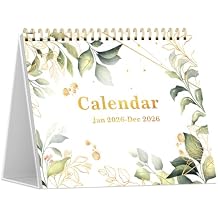 Desk Calendar 2026, Desktop Calendar 2026 Standing Flip Cover 12 MonthJanuary - December, Small Desk Planner with Stickers & Notes for Office Accessories and Home School Supplies, Leaf