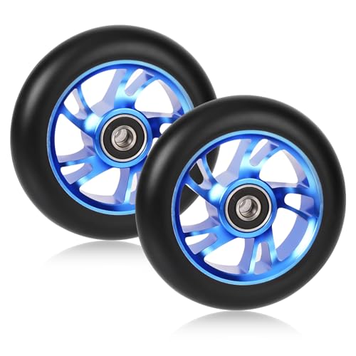 2 Stück 100mm Stunt Scooter Rollen Roller Reifen, Stunt Reifen Ersatzräder, Skateboard Rollen mit ABEC, 9 Kugellager, Härtegrad 88A, Geeignet für Allerlei Scooter