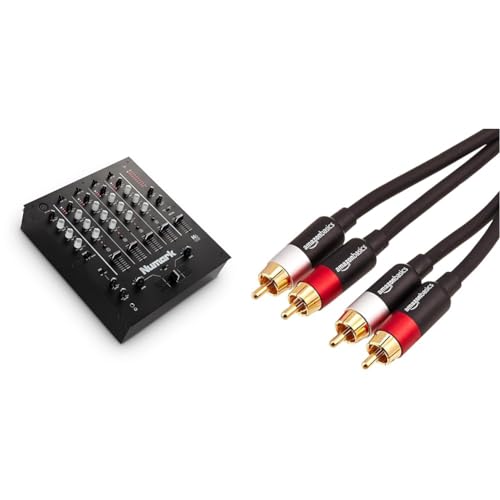 Mezclador DJ Numark M6 USB de chasis robusto con cable analógico RCA con conectores de oro