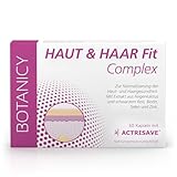 BOTANICY Haut und Haar Fit Complex - Unterstützt gegen hormonelle Akne, Pickel & Haarausfall - Natürlicher Vitalstoffkomplex mit ACTRISAVE® - Für Männer & Frauen - 60 Haut & Haare Kapseln