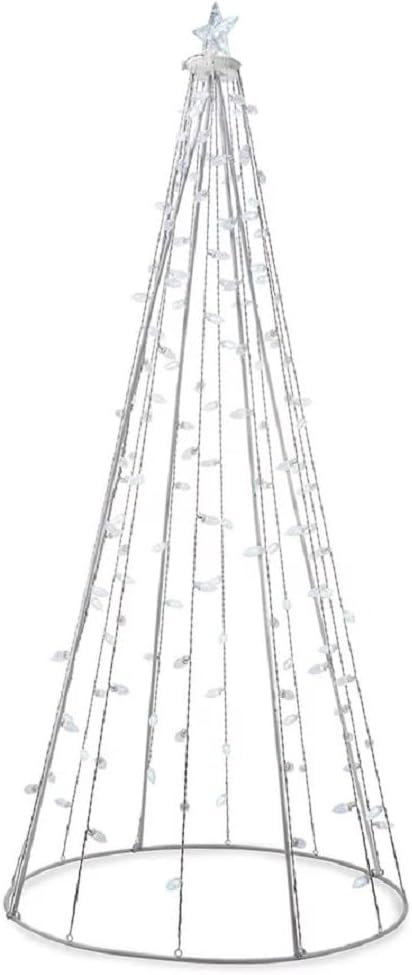 Assembled Winter Wonder Lane 8-Foot Light-Up String Cone Twinkle Tree