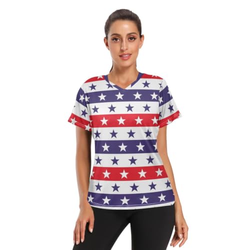 XUWU Stars Women's Active Quick Dry Sports T-Shirt X-Large