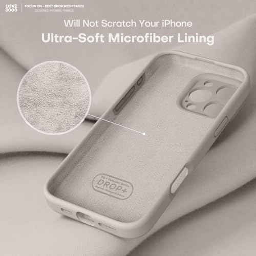 Image of LOVE 3000 Designed for iPhone 16 Pro Max Case, Premium Silicone with [Soft Anti-Scratch Microfiber Lining] Shockproof Protective Phone Case for Men Women Girls 6.9 inch, Stone
