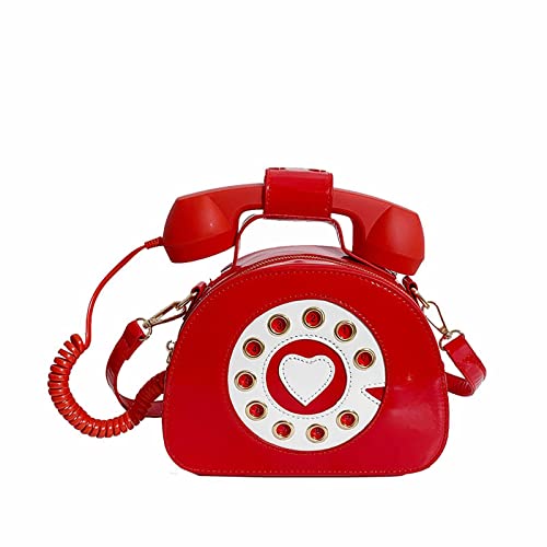 Bolso bandolera con forma de teléfono rojo para marcar tendencia en tus citas