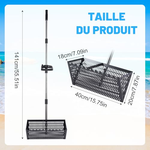Outil léger pour plage et animaux éliminant les débris de sable facilement