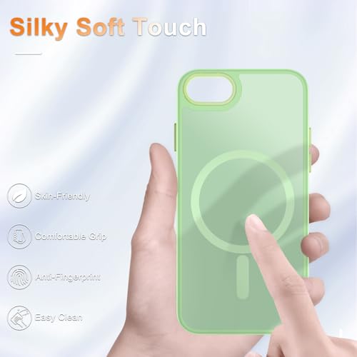 Image of for iPhone SE Case 2022(3rd) /2020(2nd), iPhone 8 /7 Case, Mint Green | Fit for Magsafe, Screen Protector Included, Matte Magnetic Slim Phone Cover, Shockproof Protection Translucent Frosted Back