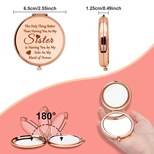 Bridesmaid Gift For Sister Wedding Gift Compact Makeup Mirror Maid Of Honor Gift For Women Best Friend Friendship Gifts Compact Mirror Bridal Shower Gift For Her Engagement Gift Pocket Makeup Mirror #TOP4
