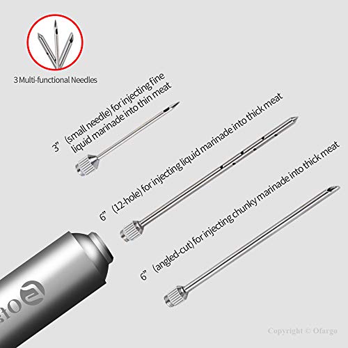 Ofargo Stainless Steel Meat Injector Syringe with 3 Marinade Injector Needles for BBQ Grill Smoker, 2-oz Large Capacity, Including Paper User Manual, Recipe E-Book (Download PDF) - Thumbnail 3