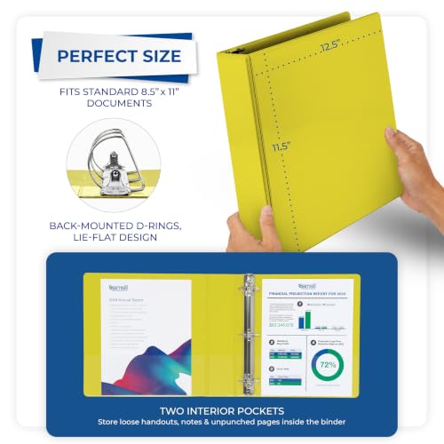 Image of Samsill Durable 2 inch 3 Ring Binder, D Ring Binder, 100% Recycled Chipboard, Yellow, 12 Pack